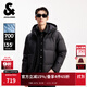 杰克·瓊斯（JACK&JONES）男裝25年秋冬季連帽P(pán)U羽絨服男士短款防風(fēng)鴨絨服外套仿皮易打理 E43純黑色 XL （185）