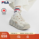 斐樂(lè )（FILA）官方女鞋復古運動(dòng)鞋新款加絨可頌鞋休閑鞋老爹鞋 豆腐白/燕麥色-TO 37.5