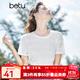 百圖betu女裝夏季新款T恤立體提花肌理寬松圓領(lǐng)短袖T恤女2304T12 米白 S