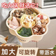 兼至大容量火鍋配菜盤(pán)可旋轉7分格食材分裝盒家用火鍋拼盤(pán)果盤(pán)零食盒 升級款-特大7格可旋轉拼盤(pán)（透明+奶油色）