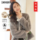 凱撒（KAISER）凱撒羊剪絨女士純羊毛外套韓版時(shí)尚魚(yú)鱗紋顆粒毛氣質(zhì)女裝烏云灰M