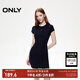 ONLY2025秋季新款金屬裝飾收腰捏褶短裙T恤裙連衣裙女|125161021 H1Z黑色 M