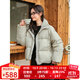 LAGOGO【三防】立領(lǐng)保暖羽絨服女拉谷谷2024冬新款短款面包服外套 卡其綠 S