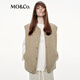 MO&Co.羽絨服馬甲2025秋新品卡其絨面寬松寬肩外套90絨云感暖MBE3EIN003 砂杏色 XS /155