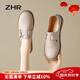ZHR單鞋女百搭舒適軟底勃肯鞋女真牛皮簡(jiǎn)約兩穿女鞋 BT69 杏色 38 