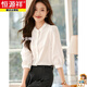 恒源祥奧特萊斯折扣店撤柜女裝白色棉布襯衫女夏季小清新七分袖上衣 白色 L 建議105-120斤