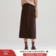 香影灰色半身裙女中長(cháng)款2025秋冬季新款仿毛呢過(guò)膝梨形高腰直筒裙 咖啡 L