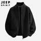 JEEP SPIRIT吉普拉鏈立領(lǐng)針織開(kāi)衫毛衣男士外套秋冬季長(cháng)袖修身男裝 黑色 2XL