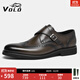 VOLO犀牛孟克鞋男士皮鞋商務(wù)西裝鞋英倫真皮透氣雕花軟底高檔男鞋 棕色 41