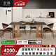 宜洛巖板實(shí)木餐桌客廳復古侘寂風(fēng)長(cháng)方形餐桌簡(jiǎn)約現代吃飯餐桌椅組合 【維克深灰】餐桌1.6米+餐椅*4 11mm啞光巖板+實(shí)木全托底座
