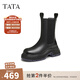 他她（TATA）黑巧煙筒靴厚底切爾西靴女加絨煙筒靴短靴子秋冬WJZ02DZ4 黑(鞋底藍) 36