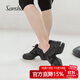 三沙（Sansha）現代舞鞋女爵士舞軟底透氣皮面廣場(chǎng)舞跳舞鞋H166LPI黑38
