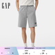 GAP男裝2025夏季新款印花logo輕薄抽繩運動(dòng)短褲寬松休閑褲727013 淺灰色 M (170/80A) 亞洲尺碼