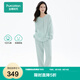 全棉時(shí)代（PurCotton）全棉時(shí)代23春女士水洗紗布家居套裝長(zhǎng)袖長(zhǎng)褲睡衣套裝女 嫩芽綠 M 160