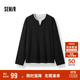 森馬（Semir）長(cháng)袖T恤男拼色假兩件t恤華夫格肌理上衣25秋寬松百搭109725101106