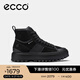 愛(ài)步（ECCO）休閑鞋女 時(shí)尚百搭防水高幫牛皮鞋 街頭860403 黑色86040351052 36