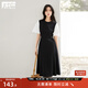對白法式假兩件拼接連衣裙女2025夏季新款褶皺收腰優(yōu)雅通勤小黑裙 靜謐黑 S