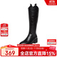 百思圖24冬商場(chǎng)同款復古騎士靴粗跟女長(cháng)靴M5321DG4黑色絨里 37