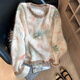 燕潯慵懶風(fēng)釘珠印花馬海毛套頭毛衣女2025秋季新款軟糯減齡氣質(zhì)針織衫 主圖色 L -105-115斤