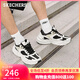斯凱奇（Skechers）D'LITES系列秋季踏浪老爹鞋厚底運動(dòng)休閑跑步鞋 黑色/白色/BKW 41