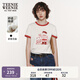 Teenie Weenie小熊短袖T恤女2025年夏季新款活力撞色印花圓領(lǐng)T恤上衣女 象牙白 M