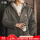 馬登工裝美式復古J141連帽夾克男加絨保暖棉衣秋冬防風(fēng)男士棉服外套 深綠色（寬松偏大） L