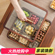 木雅軒胡桃木實(shí)木果盤(pán)零食盤(pán)客廳大號水果盤(pán)家用干果收納盒木質(zhì)糖果盤(pán) 九宮格干果盒（含玻璃碗）