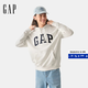 Gap【成毅代言】男女裝2025春季新款貼布繡logo連帽衫衛衣上衣 灰白色 868460 XS 美碼 S亞洲碼175/88A