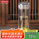 格亞（GEYA）蓮華菱形抗菌鈦茶杯雙層玻璃杯男鈦杯抑菌玻璃茶杯玻璃水杯子定制