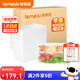 特美居（temeiju）一次性飯盒長(cháng)方形透明塑料餐盒加厚帶蓋打包盒餐具300套裝1000型