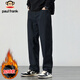 大嘴猴（paul frank）休閑褲男秋冬直筒褲子男簡(jiǎn)約潮牌韓版闊腿男褲長(cháng)褲子 黑色加絨 XL