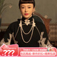 詩(shī)筠（SHIJUN）配旗袍的仿珍珠項鏈經(jīng)典多層長(cháng)款高品質(zhì)媽媽雙層疊戴貝殼圓珠鏈禮 乳白色_8mm