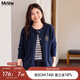 MsShe【18支北極絨】大碼女裝2025新款秋裝胖mm寬松刺繡毛衣外套 藏青藍(lán)色現(xiàn)貨 3XL