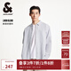 杰克·瓊斯（JACK&JONES）百搭時尚簡約潮條紋logo織布尖領(lǐng)長袖襯衫外套上衣男裝225205003 A06本白色 常規(guī) M