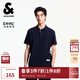 杰克·瓊斯（JACK&JONES）男裝夏季新款底擺條紋拼色字母貼布百搭常規(guī)翻領(lǐng)短袖T225206063 E38深蘭色 常規(guī) M （175）