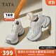 他她（TATA）女鞋網(wǎng)面鞋子秋季新款時(shí)尚休閑鞋百搭增高老爹鞋CZX02CM5 米/銀 37