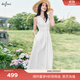 伊芙麗（eifini）伊芙麗蕾絲面料拼接馬甲式假兩件背心連衣裙2025夏裝新款顯瘦裙子 本白色 XL 130-145斤