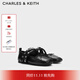 CHARLES&KEITH25秋季新品圓頭平底鉚釘芭蕾瑪麗珍鞋生日禮物CK1-70381146 Black黑色 35 （225）