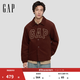 GAP男裝2025秋季新款刺繡logo燈芯絨翻領(lǐng)寬松棉服外套夾克791866 棕色 S (165/88A)亞洲尺碼