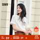森馬（Semir）[商場(chǎng)同款]森馬短袖T恤女小狗刺繡夏季2025新款純棉寬松衣服休閑 本白10101 S