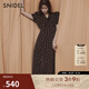 SNIDEL2025春夏新品優(yōu)雅V領(lǐng)收腰泡泡袖愛(ài)心印花連衣裙SWFO251252 棕色 M (1)