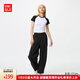 優(yōu)衣庫女裝休閑廓形長(cháng)褲/系腰帶彎刀鐮刀褲子481028 481028/09黑色 M /160/66A