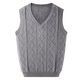 葉余2025年春秋季男士毛線(xiàn)背心外穿寬松無(wú)袖毛衣針織衫V領(lǐng)馬甲坎肩潮 灰色 薄款 M 80-100斤
