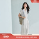 伊芙麗蔣欣代言后腰舒適牛筋設(shè)計感連衣裙女2025夏季新款休閑氣質(zhì)裙子女 白色 S 80-90斤