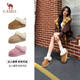 駱駝（CAMEL）百搭雪地靴冬季新款厚底套腳半拖加絨保暖女靴 L25W275117 駝色 37