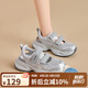 ZHR女鞋夏季鏤空透氣老爹鞋女包頭運動(dòng)魔術(shù)貼涼鞋女 IF17 銀灰  38 