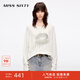 MISS SIXTY2025夏季新款長(cháng)袖T恤女圓領(lǐng)寬松中長(cháng)款復古印花上衣 白色 M
