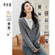 梵希蔓慵懶風(fēng)連帽毛衣開衫外套女2025年早春新款休閑寬松短款上衣 73211 月球灰 L