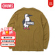CHUMS洽洽鳥(niǎo)長(cháng)袖T恤男裝圓領(lǐng)衛衣棉質(zhì)運動(dòng)休閑衣透氣舒適情侶款印花T恤 CH01-1830-B005 L