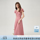 范思藍(lán)恩紅白格子約會(huì)連衣裙女2024夏季新款遮肉飛飛袖裙子12344 紅白格 M